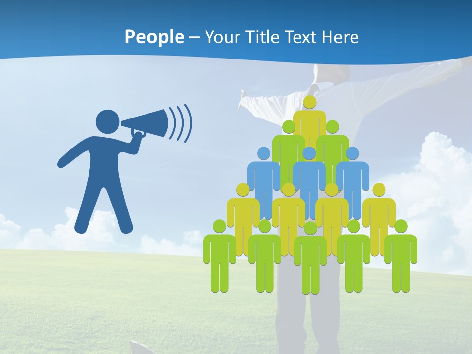 A Man Standing In A Field With His Arms Outstretched PowerPoint Template