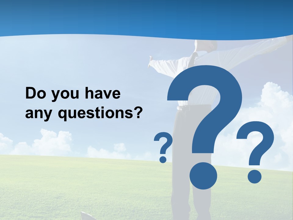 A Man Standing In A Field With His Arms Outstretched PowerPoint Template