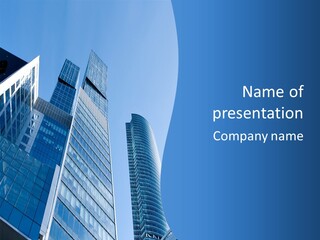 A Group Of Skyscrapers With A Blue Sky In The Background PowerPoint Template