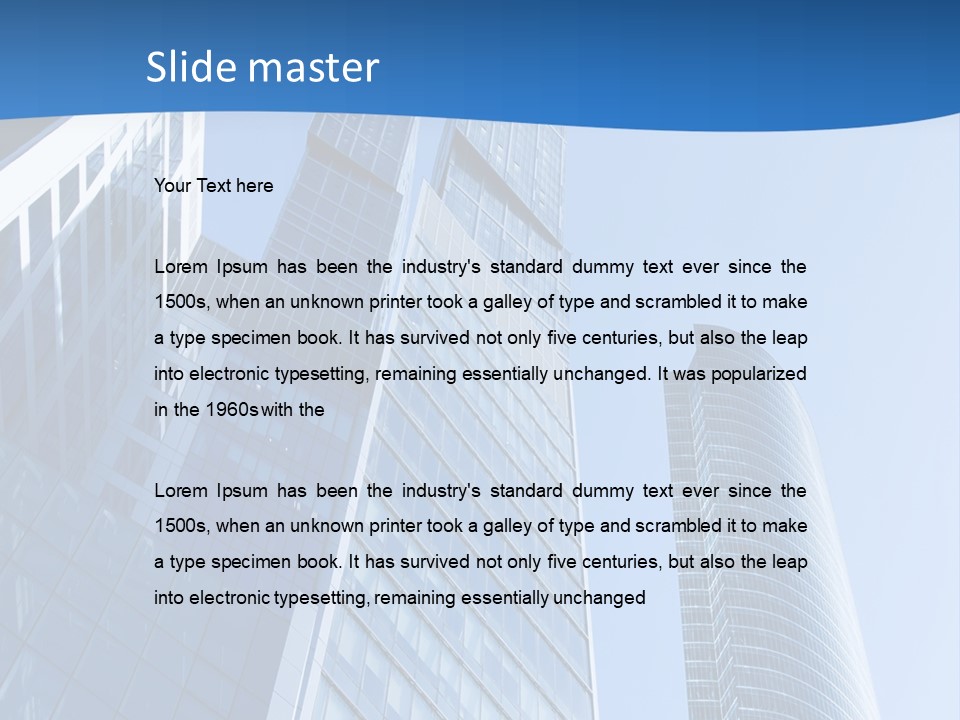 A Group Of Skyscrapers With A Blue Sky In The Background PowerPoint Template