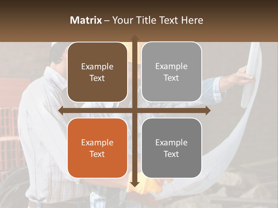 Two Men In Hardhats Holding A Piece Of Paper PowerPoint Template