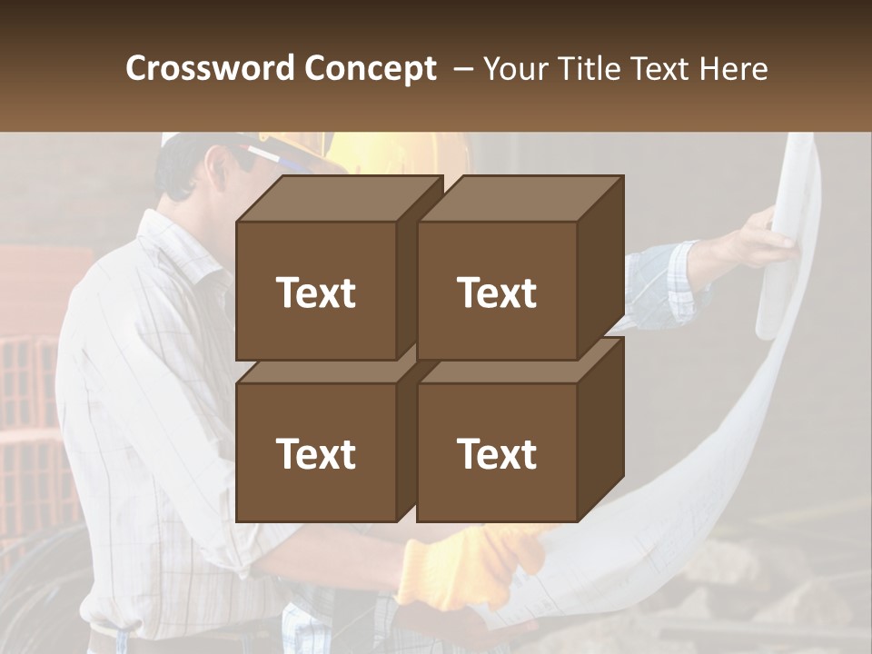 Two Men In Hardhats Holding A Piece Of Paper PowerPoint Template