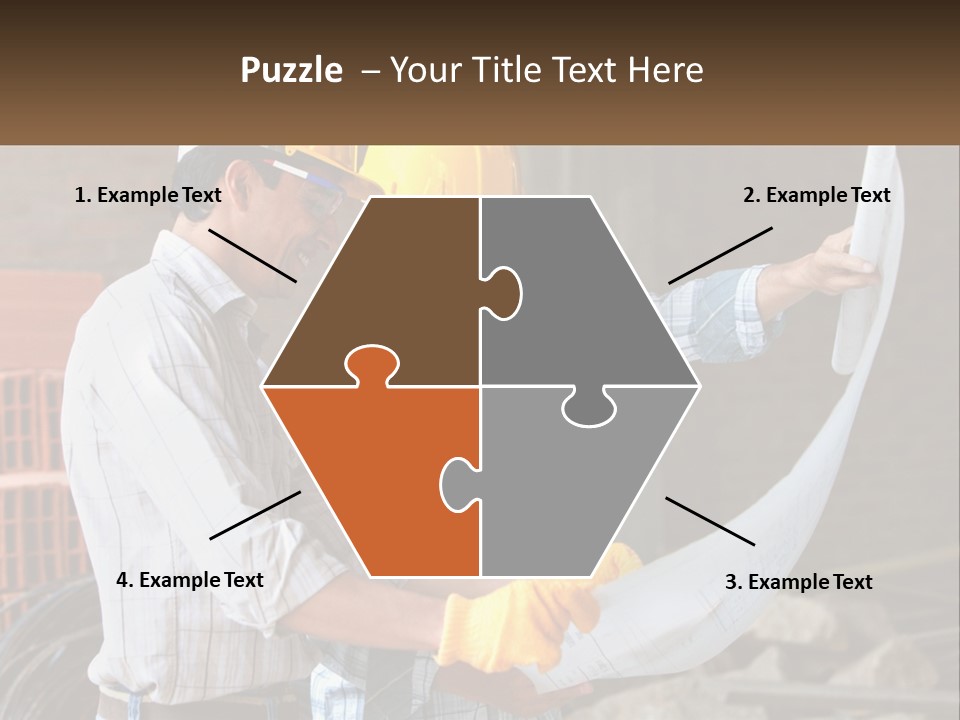 Two Men In Hardhats Holding A Piece Of Paper PowerPoint Template