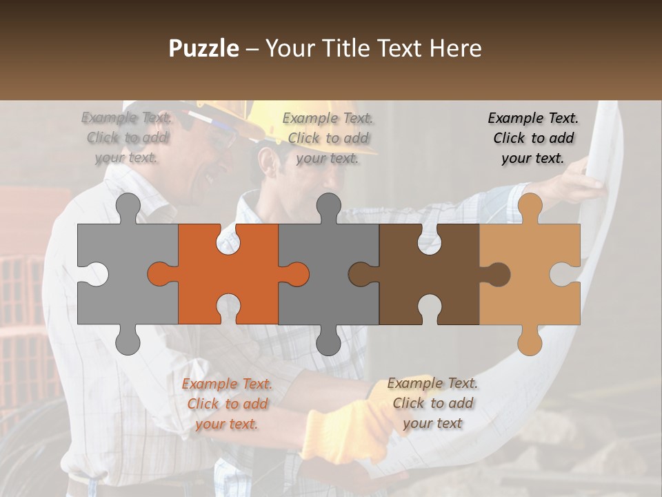 Two Men In Hardhats Holding A Piece Of Paper PowerPoint Template