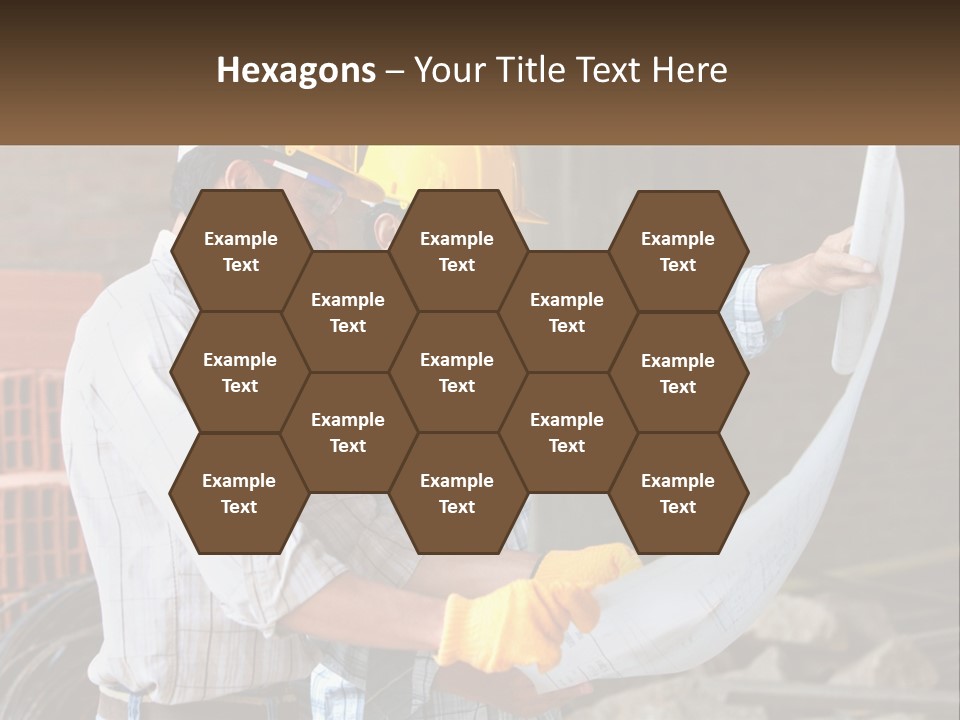 Two Men In Hardhats Holding A Piece Of Paper PowerPoint Template