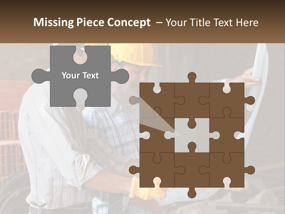 Two Men In Hardhats Holding A Piece Of Paper PowerPoint Template