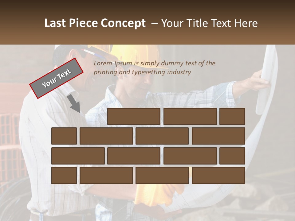 Two Men In Hardhats Holding A Piece Of Paper PowerPoint Template