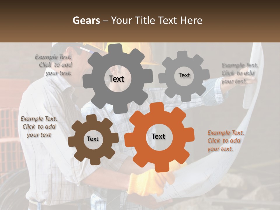 Two Men In Hardhats Holding A Piece Of Paper PowerPoint Template