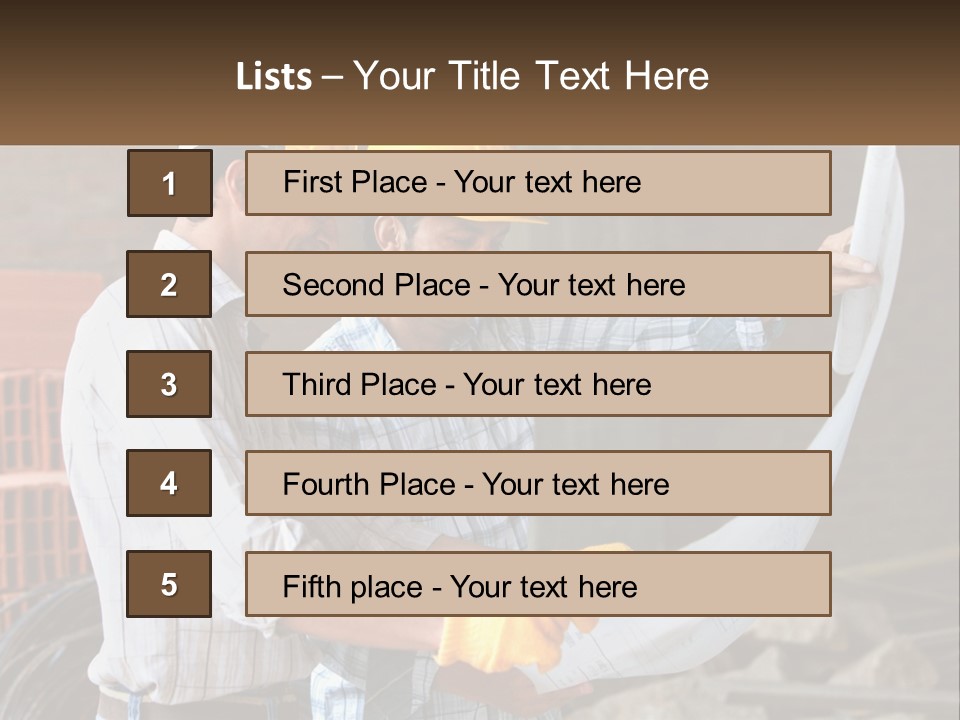 Two Men In Hardhats Holding A Piece Of Paper PowerPoint Template