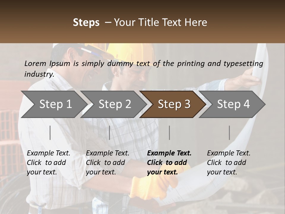 Two Men In Hardhats Holding A Piece Of Paper PowerPoint Template