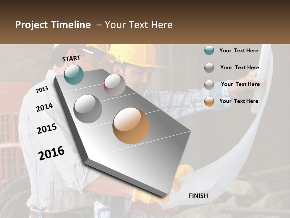 Two Men In Hardhats Holding A Piece Of Paper PowerPoint Template