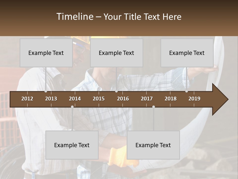 Two Men In Hardhats Holding A Piece Of Paper PowerPoint Template