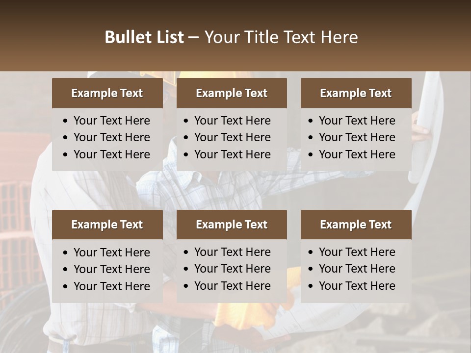 Two Men In Hardhats Holding A Piece Of Paper PowerPoint Template