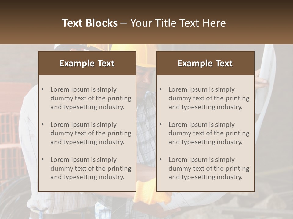 Two Men In Hardhats Holding A Piece Of Paper PowerPoint Template