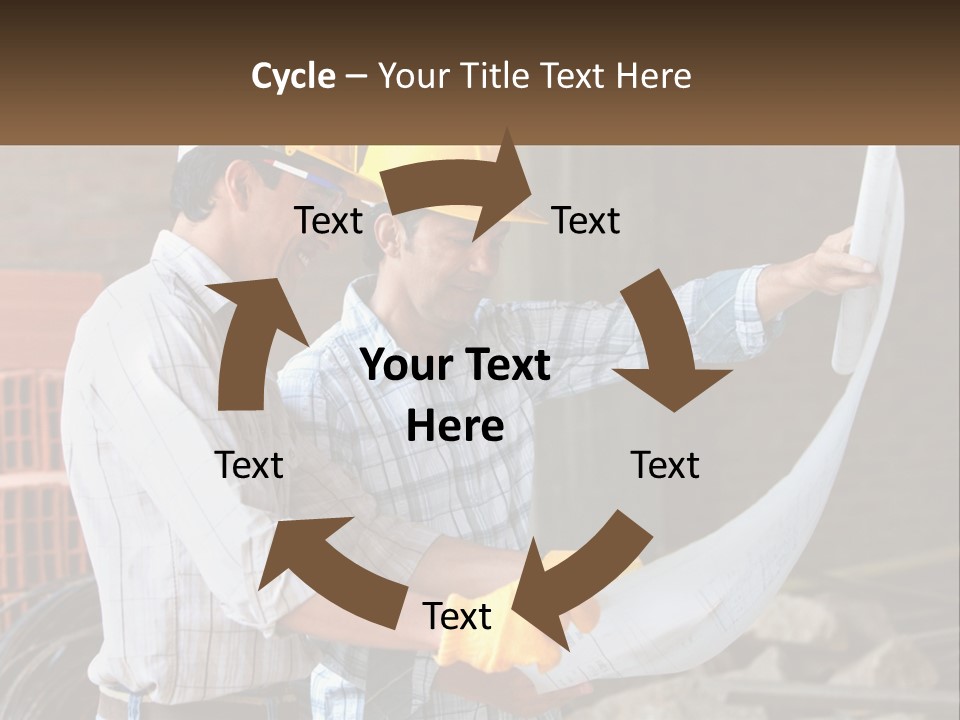 Two Men In Hardhats Holding A Piece Of Paper PowerPoint Template