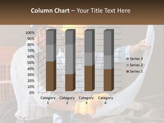 Two Men In Hardhats Holding A Piece Of Paper PowerPoint Template