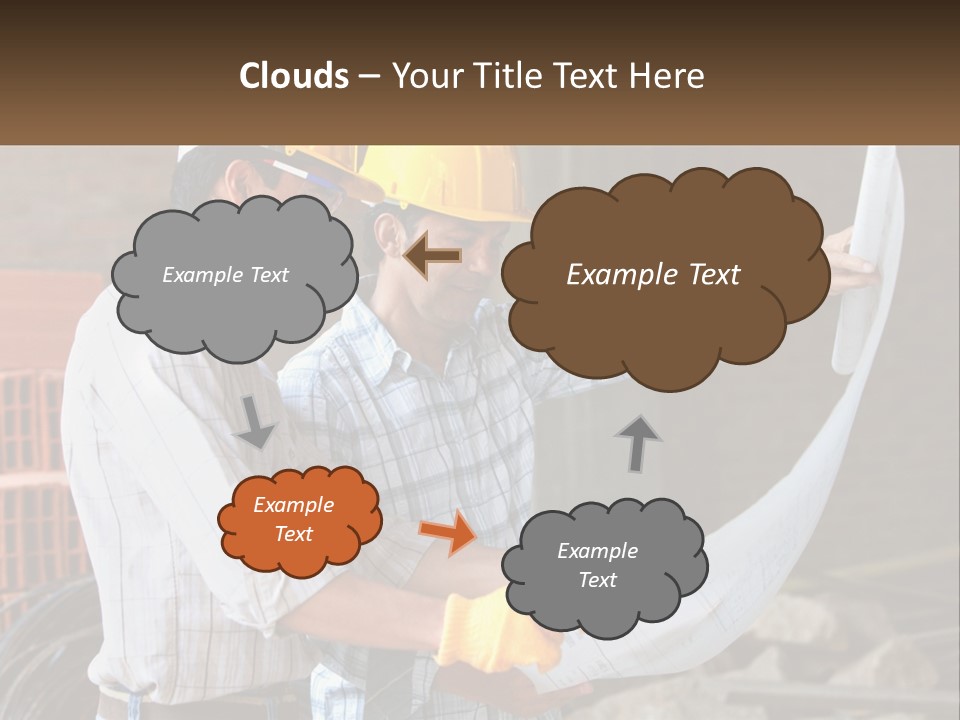 Two Men In Hardhats Holding A Piece Of Paper PowerPoint Template