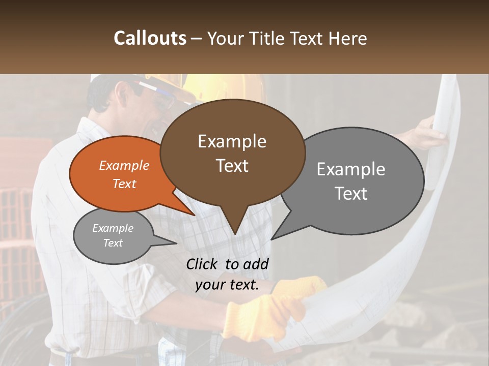 Two Men In Hardhats Holding A Piece Of Paper PowerPoint Template