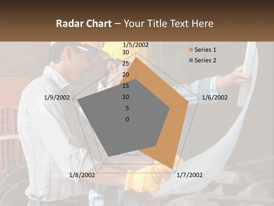 Two Men In Hardhats Holding A Piece Of Paper PowerPoint Template