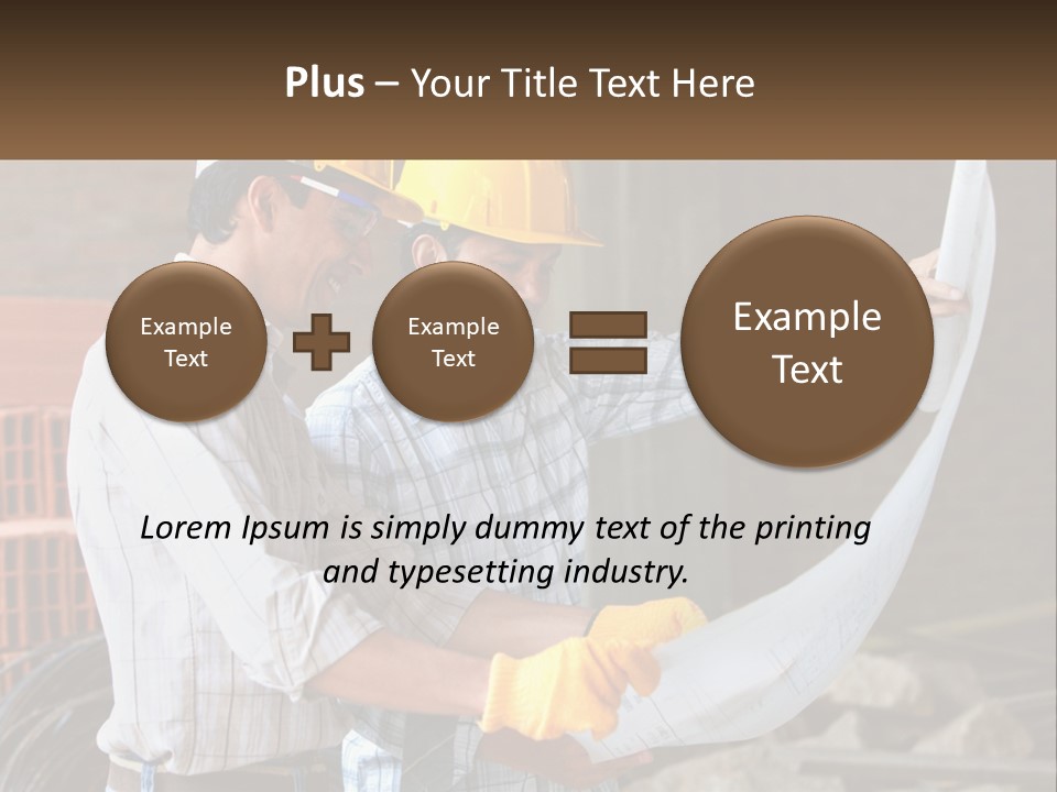 Two Men In Hardhats Holding A Piece Of Paper PowerPoint Template