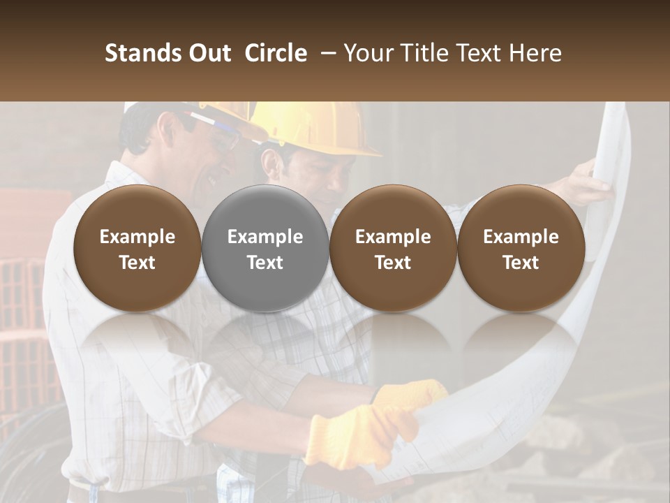 Two Men In Hardhats Holding A Piece Of Paper PowerPoint Template