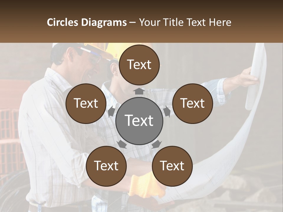 Two Men In Hardhats Holding A Piece Of Paper PowerPoint Template