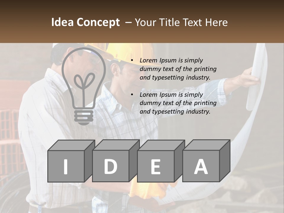 Two Men In Hardhats Holding A Piece Of Paper PowerPoint Template