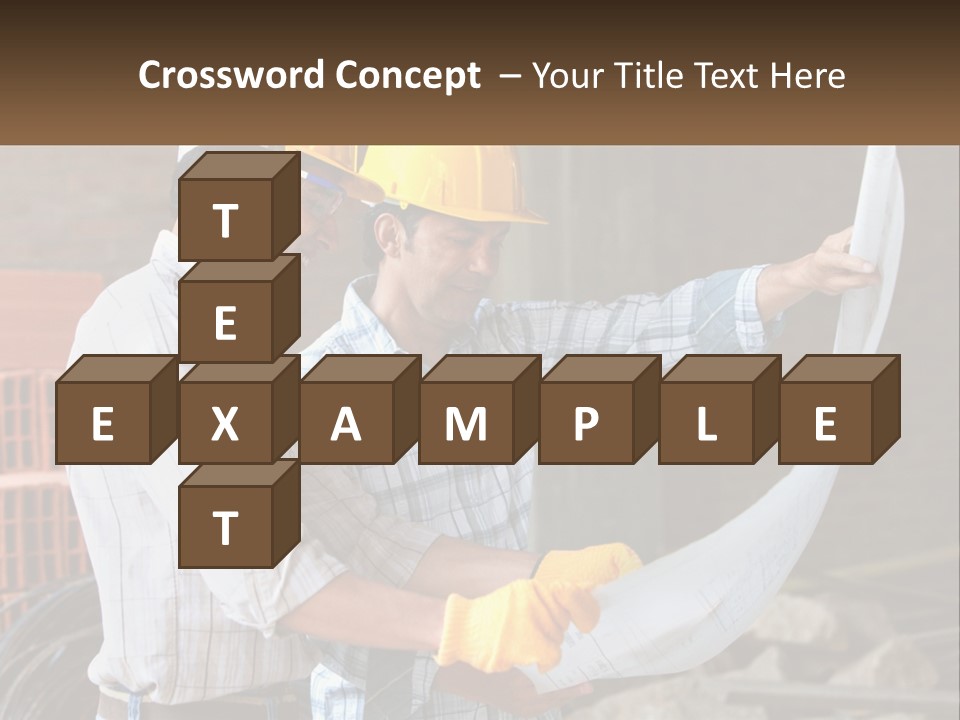 Two Men In Hardhats Holding A Piece Of Paper PowerPoint Template