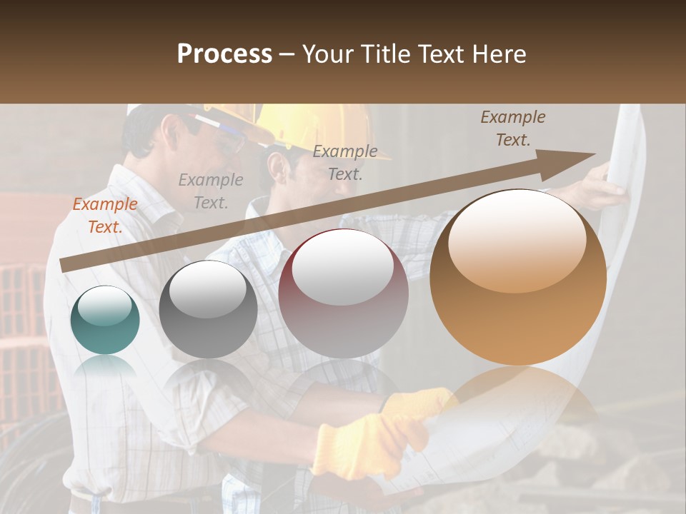 Two Men In Hardhats Holding A Piece Of Paper PowerPoint Template