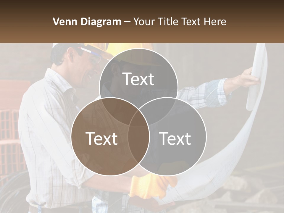 Two Men In Hardhats Holding A Piece Of Paper PowerPoint Template