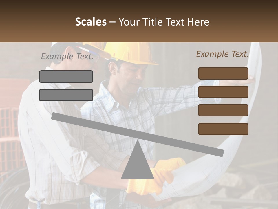 Two Men In Hardhats Holding A Piece Of Paper PowerPoint Template