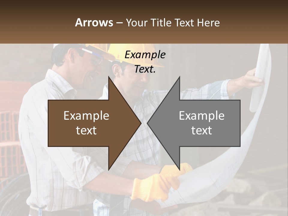 Two Men In Hardhats Holding A Piece Of Paper PowerPoint Template