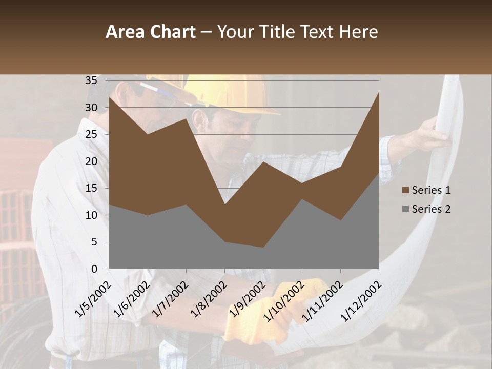 Two Men In Hardhats Holding A Piece Of Paper PowerPoint Template