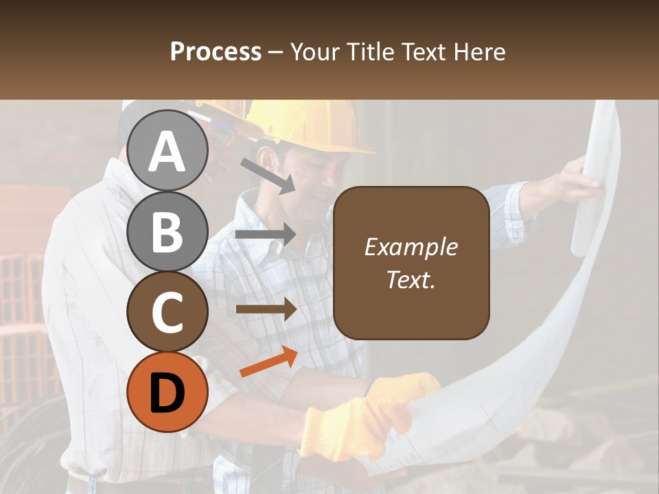 Two Men In Hardhats Holding A Piece Of Paper PowerPoint Template