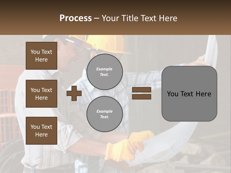Two Men In Hardhats Holding A Piece Of Paper PowerPoint Template
