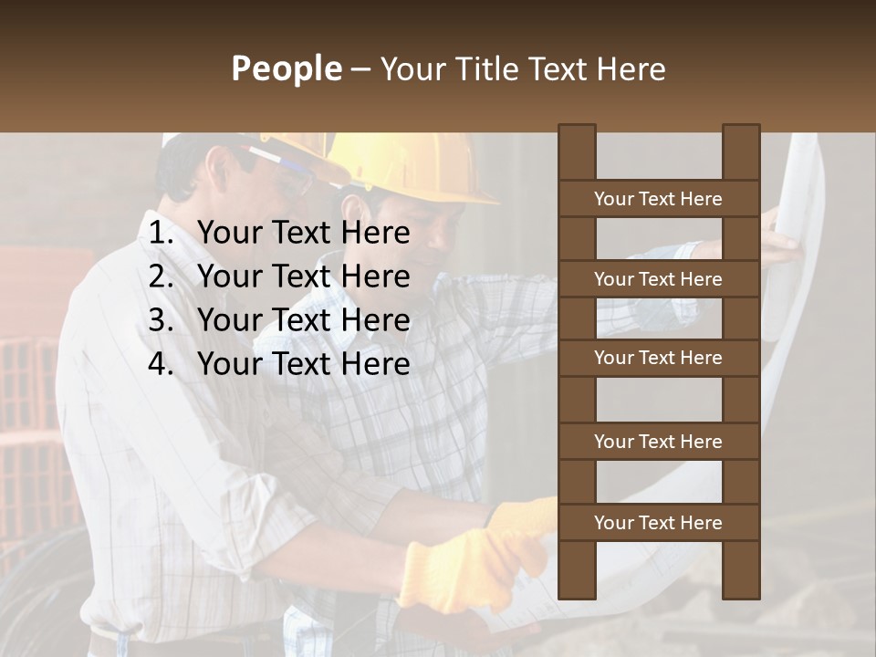 Two Men In Hardhats Holding A Piece Of Paper PowerPoint Template