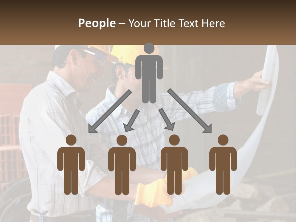 Two Men In Hardhats Holding A Piece Of Paper PowerPoint Template