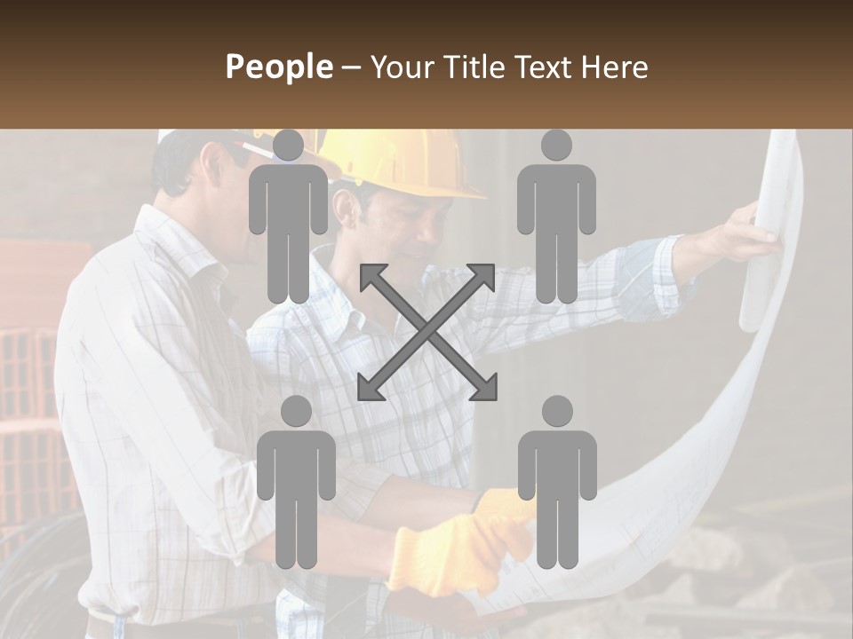 Two Men In Hardhats Holding A Piece Of Paper PowerPoint Template