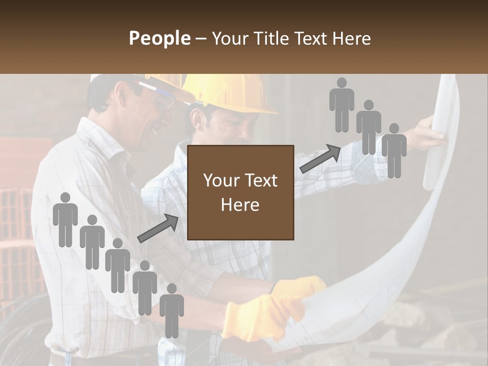 Two Men In Hardhats Holding A Piece Of Paper PowerPoint Template