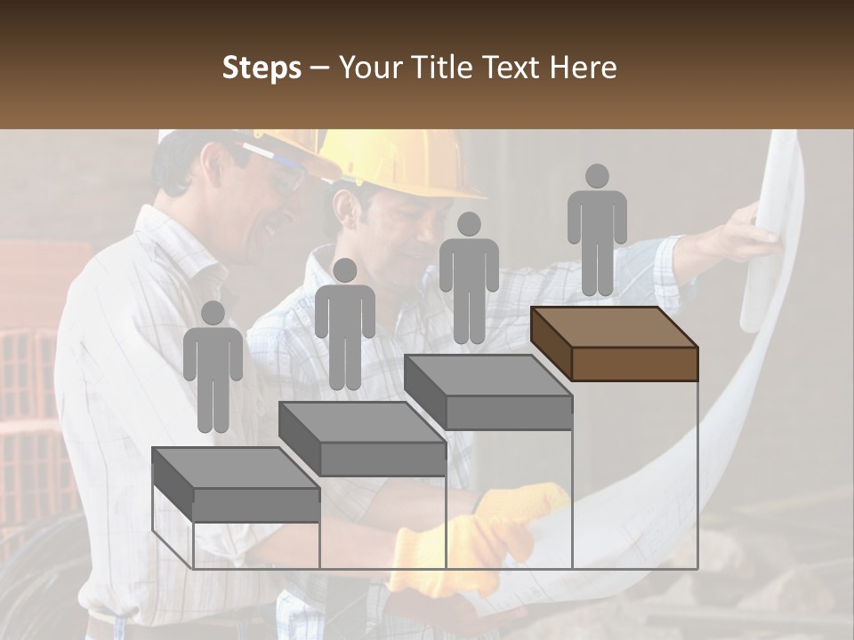 Two Men In Hardhats Holding A Piece Of Paper PowerPoint Template