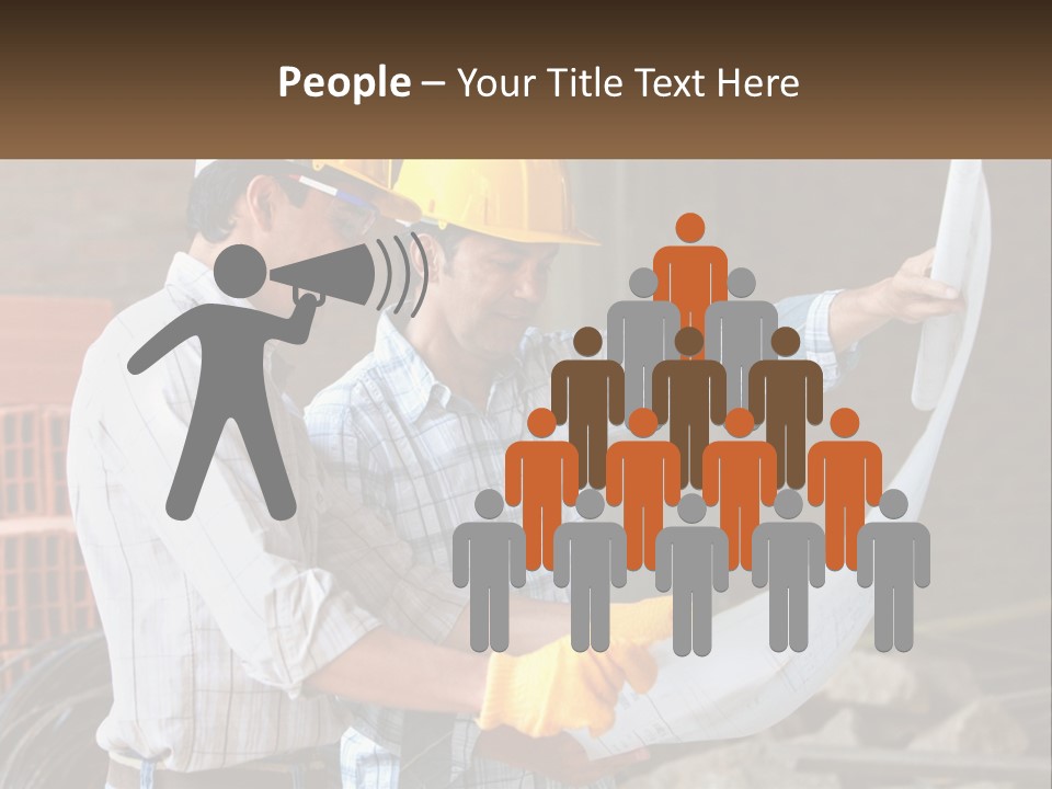 Two Men In Hardhats Holding A Piece Of Paper PowerPoint Template