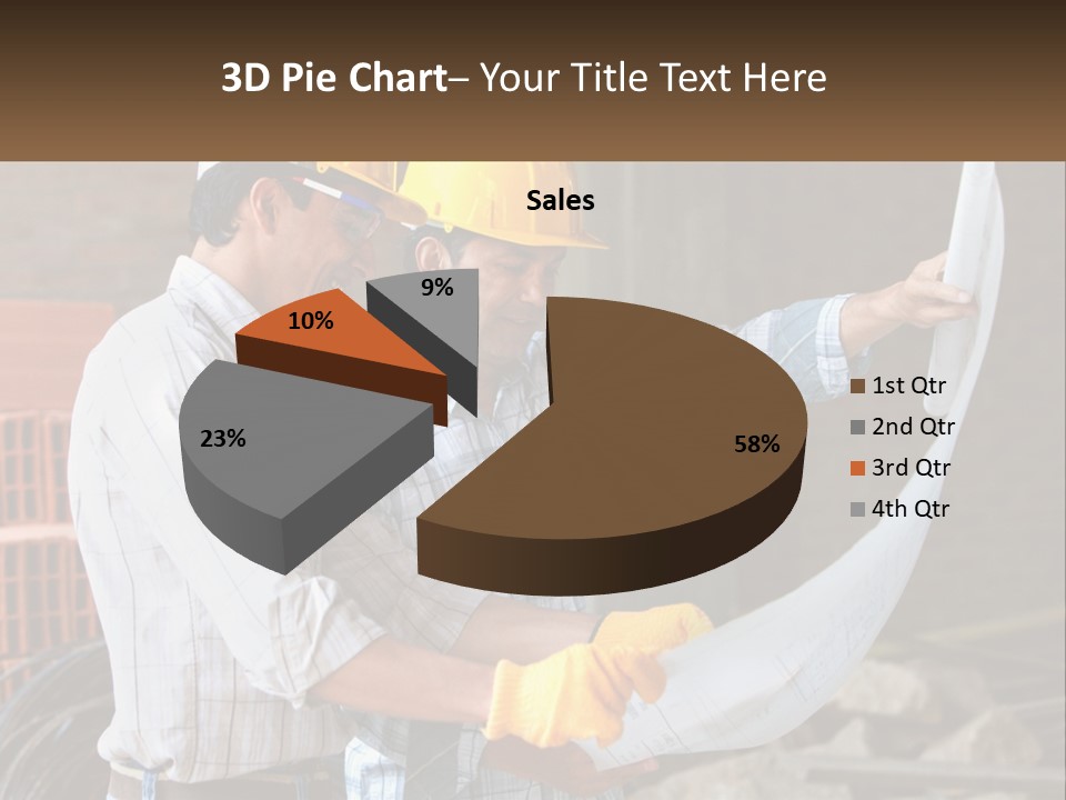 Two Men In Hardhats Holding A Piece Of Paper PowerPoint Template