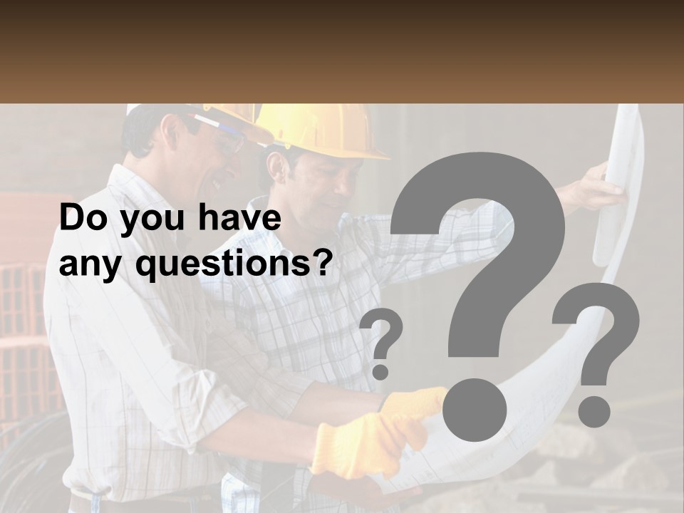 Two Men In Hardhats Holding A Piece Of Paper PowerPoint Template