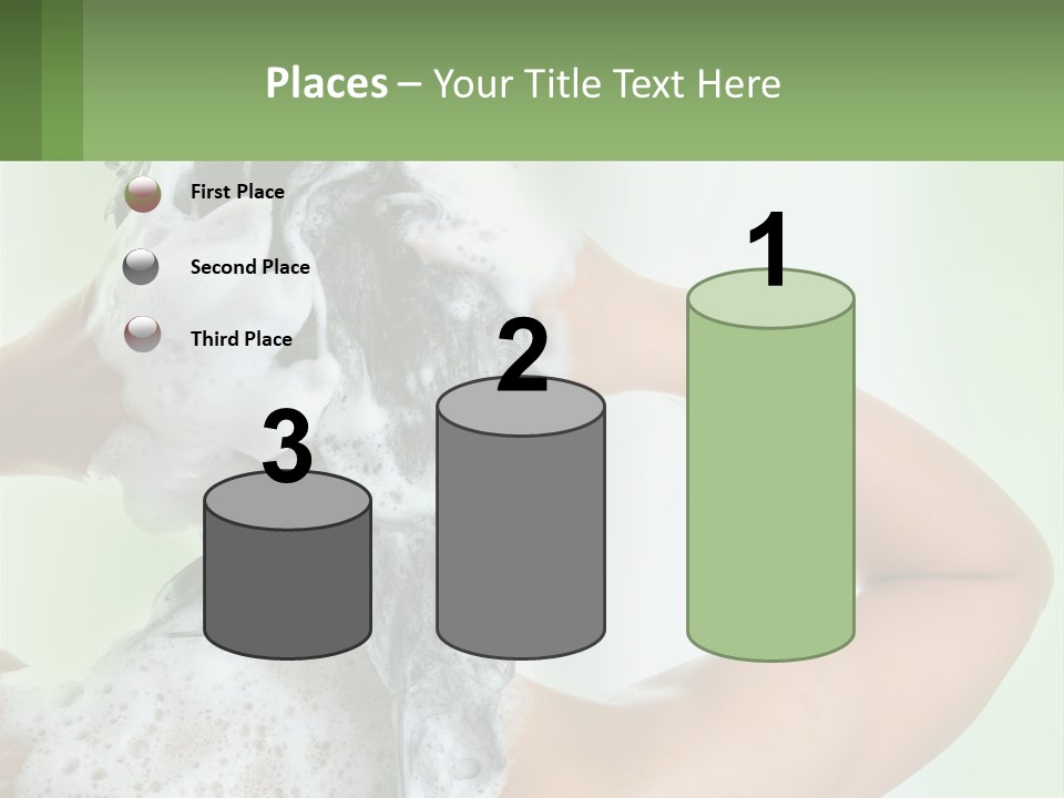 A Woman Is Holding Her Hair With A Lot Of Soap On It PowerPoint Template