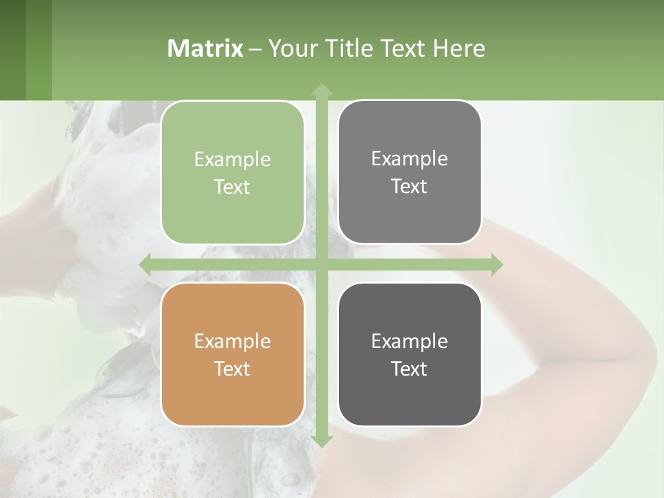 A Woman Is Holding Her Hair With A Lot Of Soap On It PowerPoint Template