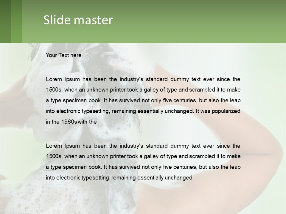 A Woman Is Holding Her Hair With A Lot Of Soap On It PowerPoint Template