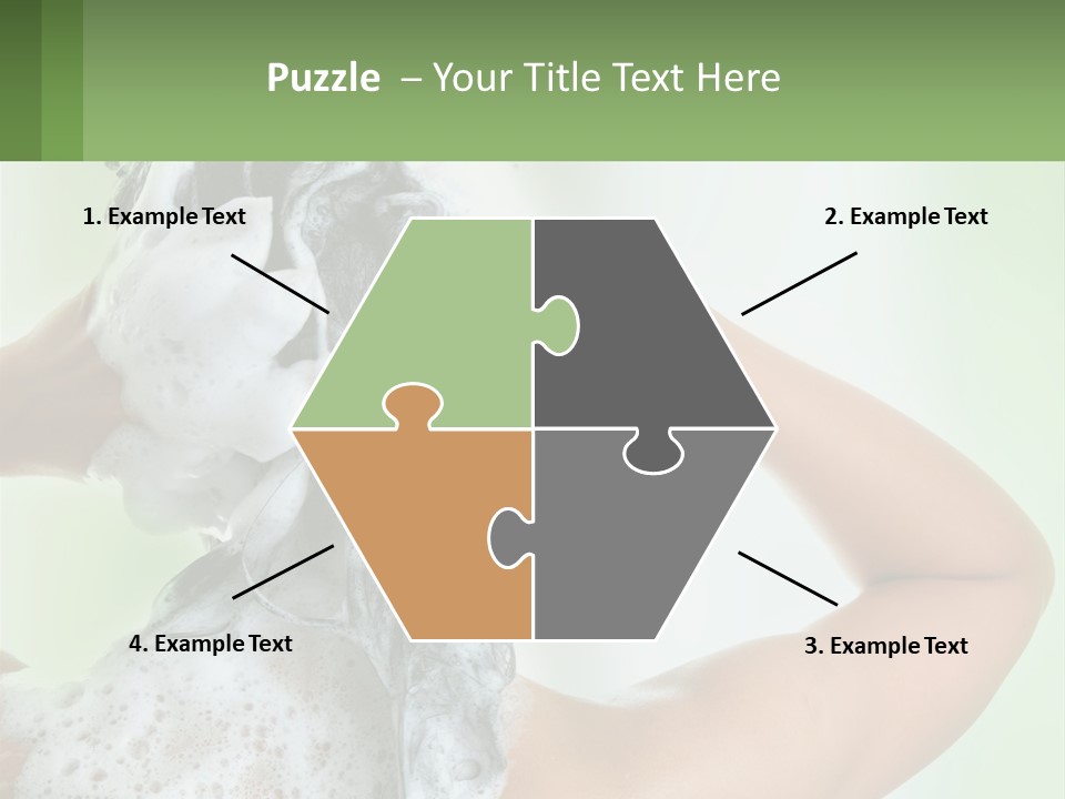 A Woman Is Holding Her Hair With A Lot Of Soap On It PowerPoint Template