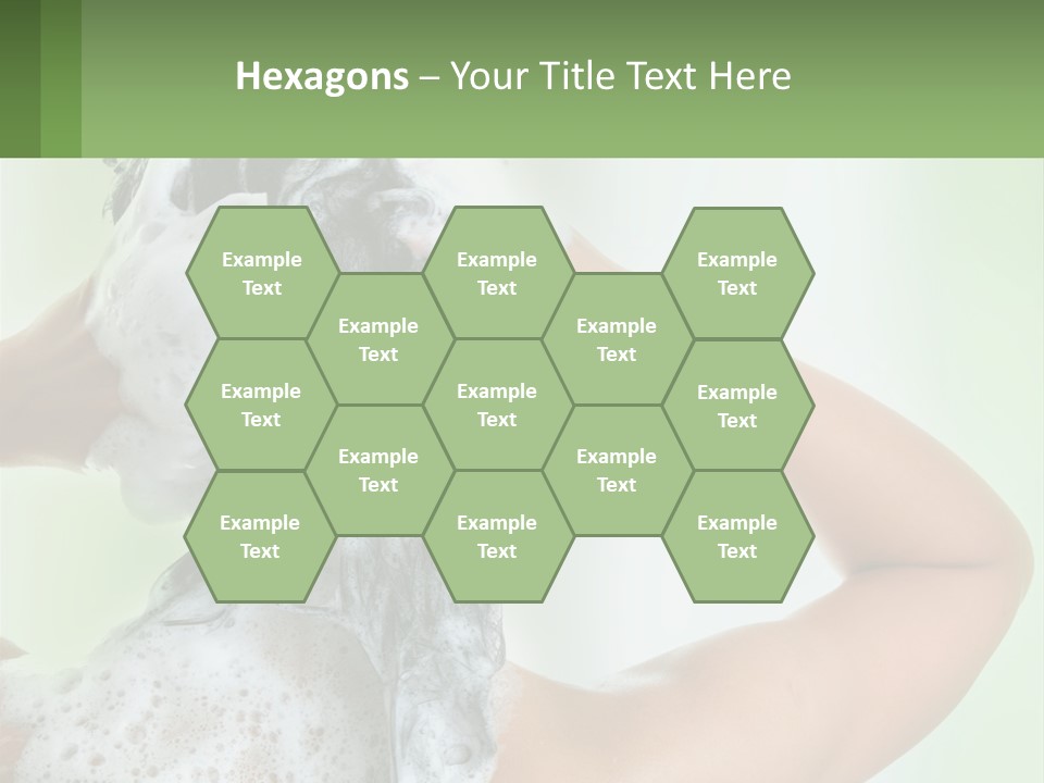 A Woman Is Holding Her Hair With A Lot Of Soap On It PowerPoint Template