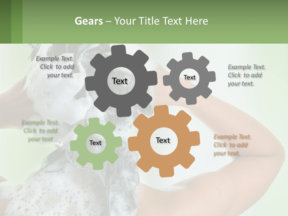 A Woman Is Holding Her Hair With A Lot Of Soap On It PowerPoint Template