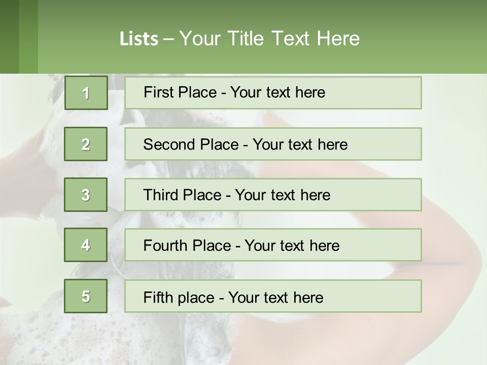 A Woman Is Holding Her Hair With A Lot Of Soap On It PowerPoint Template